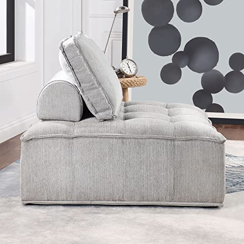 KEVINSPACE 41.3" Modular Sectional Sofa Couch, Armless Floor Chair with Black Legs and Pillow, Fabric Convertible Sofa, Variable Sectional Sofa for Living Room, Free Combination Gray - color: 41.3" Gray