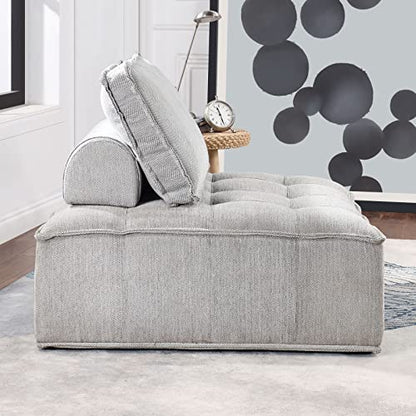 KEVINSPACE 41.3" Modular Sectional Sofa Couch, Armless Floor Chair with Black Legs and Pillow, Fabric Convertible Sofa, Variable Sectional Sofa for Living Room, Free Combination Gray - color: 41.3" Gray