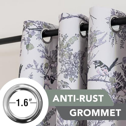 H.VERSAILTEX 꽃무늬 100% 암막 커튼 길이 160cm(63인치) 패널 2개 빈티지 프린트 커튼 드레이프 패턴 그로밋 단열 커튼 거실 침실 창문 트리트먼트, 세이지/블랙 - color: 세이지/블랙, size: 52"W x 63"L (Pack of 2)