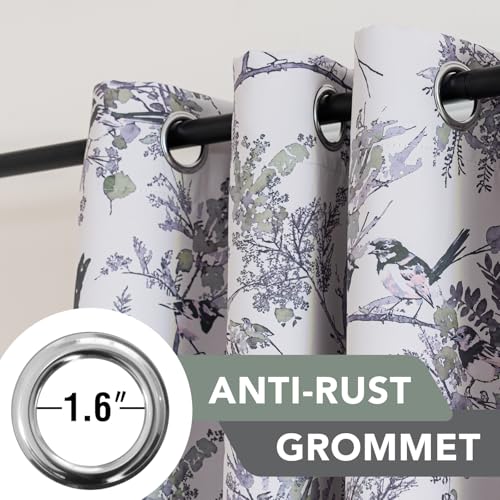 H.VERSAILTEX 꽃무늬 100% 암막 커튼 213.4cm(84인치) 길이 2패널 빈티지 커튼 드레이프 프린트 패턴 그로밋 단열 커튼 거실 침실 창문 트리트먼트, 세이지/블랙 - color: 세이지/블랙, size: 52"W x 84"L (Pack of 2)