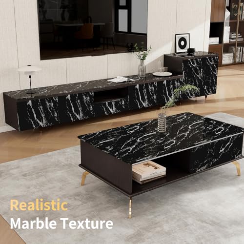 Glossy Marble Contact Paper Peel and Stick Wallpaper 17.7"x394" Black | Removable Waterproof Vinyl Wall Paper for Countertops Kitchen Cabinets Backsplash Furniture - color: Black, size: 17.7"W x 394"L
