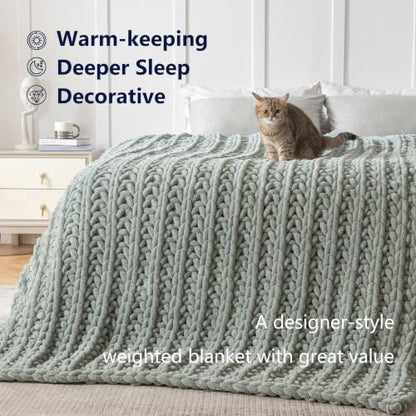 Maetoow Handmade 10 lb Soft Knitted Weighted Blanket, 40 x 60 in Breathable Chunky Knit Gravity Blanket Throw, Home Decor for Sofa Couch Bed, Sage Green