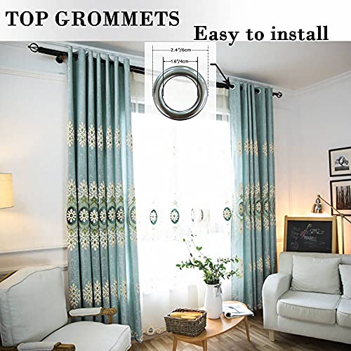 Simple Chenille Jacquard Blackout Window Elegance Curtains/Drapes/Panels/Treatments for Bedroom Living Room,Top Grommets (2 Panels) | Thick Fabric Feel, Helps Darken Room, Smooth Hanging, Easy to Hang, for Bedroom or Living Room - color: Blue-curtain, siz
