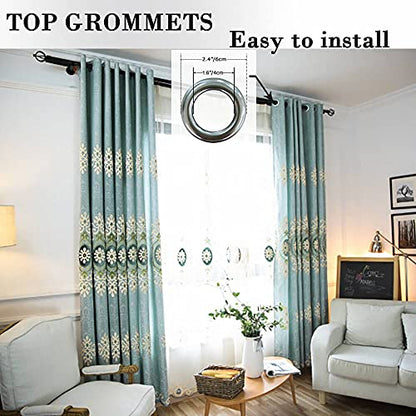 Simple Chenille Jacquard Blackout Window Elegance Curtains/Drapes/Panels/Treatments for Bedroom Living Room,Top Grommets (2 Panels) | Thick Fabric Feel, Helps Darken Room, Smooth Hanging, Easy to Hang, for Bedroom or Living Room - color: Blue-curtain, siz