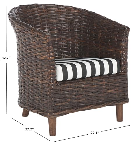 Safavieh Home Collection Omni Honey Barrel Chair - color: Brown/Black White Cushion