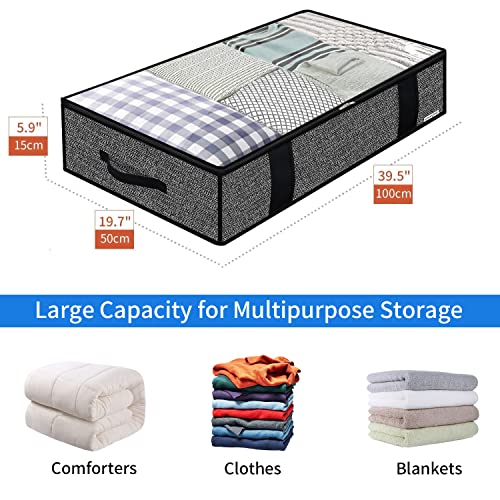 Onlyeasy 4 Pack Under Bed Clothes Storage Bags Organizer with Reinforced Handles and Zippers, Foldable Underbed Storage Container Bags for Blankets, Comforters, Bedding, Linen-like Black, MXAUBBP4 - color: Set of 4 Basic Soft Side Wall - Linen Like Black