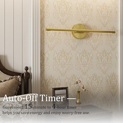 24" Battery Operated Wall Sconce Set of 2, 350° Rotating Lamp, Gold | Wireless, 8000mAh Rechargeable Battery, Stepless Dimming, 3000K-6000K, Remote & Touch Control, Timer, Living Room, Bedroom - color: Gold, size: 24 Inch (2 Pack)
