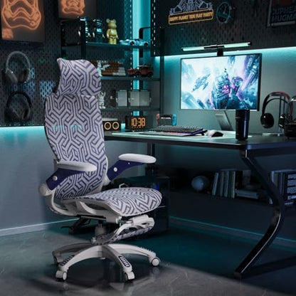 X100 Ergonomic Mesh Office Chair with Footrest, Big and Tall Home Desk Chair with 5D Flip-Up Arms, Adjustable 3D Lumbar Support, Gaming & Executive Computer Chair (Cybernetic Pulse) - color: Cybernetic Pulse