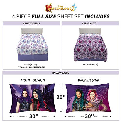 Franco Kids Bedding Super Soft Sheet Set, Full, Disney Descendants 3 - color: Disney Descendants 3, size: Full