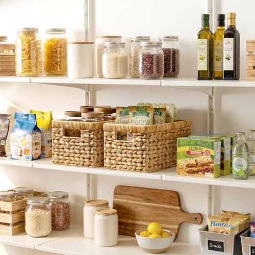 StorageWorks Wicker Baskets, Wicker Storage Baskets for Shelves, 2-Pack | Hyacinth Wicker Baskets for Storage, Woven Baskets for Organizing, Woven Baskets for Storage, Pantry Organizers and Storage - color: Natural (Water Hyacinth), size: 2x 13"L x 8¼"W x