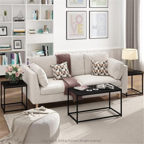Furinno Camus Modern Living Room Coffee Table with 2 End Tables Set, Americano - color: Americano, size: 3-in-1 Set (1 Coffee + 2 End Tables)