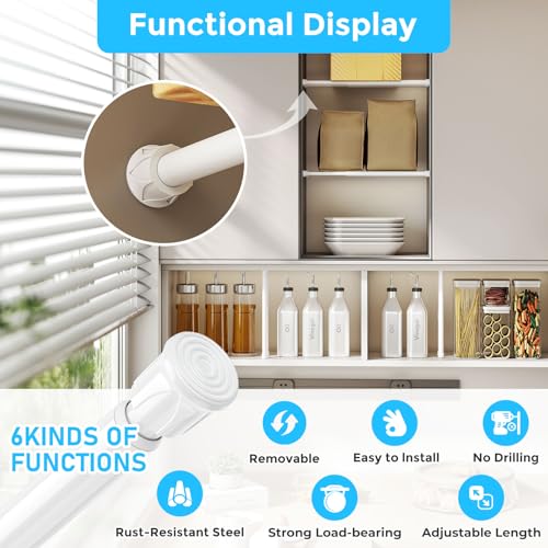 4PCS Small Spring Tension Curtain Rod 8 to 12 Inch, Mini DIY Tension Rods No Drill for Slim Window Sidelights, White - color: White, size: 8 to 12inch-4pcs