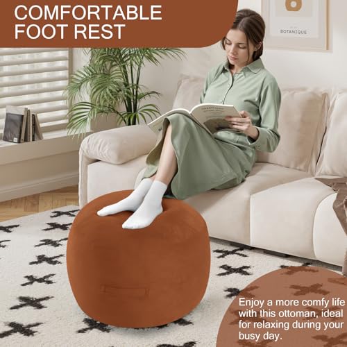 MeMoreCool Round Pouf Ottoman Foot Rest 20x15 Inches, Coffee | Coffee Round Pouf Footstool, Soft Foam Stuffed Circle Foot Rest for Living Room Office - color: Striped Coffee