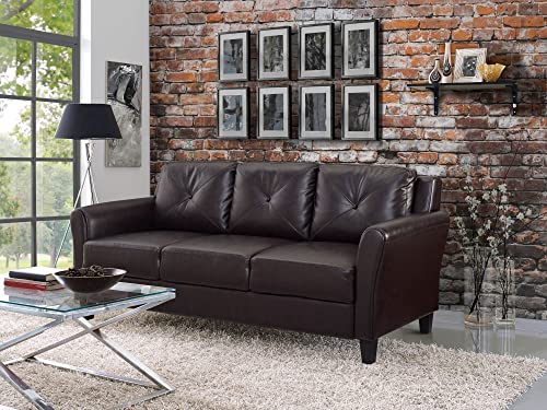Studio Living Harrington 80.3" Sofa, Transitional Modern, Pocket Coil Comfort, Easy Assembly, Vegan Leather, Java - color: Java, size: Sofa