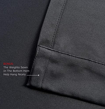 Room Darkening Grommet Thermal Insulated Blackout Window Curtains Panels for Gilrs Room Window 1 Pair 52x63 Inch Black, Bonus 2 Tie Backs Included - color: Black, size: 52"W x 63"L (Pack of 2)