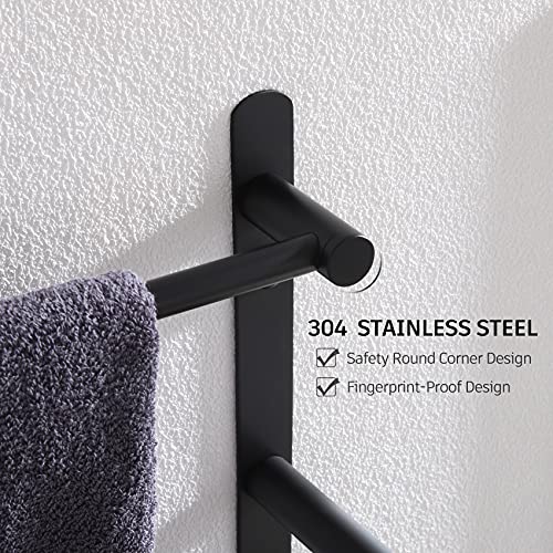 KOKOSIRI Bath Towel Bars Matte Black Bathroom 3-Tiers Ladder Towel Rails Wall Mounted Towels Shelves Rack Stainless Steel, B5002BK-L24 - color: Black, size: 24-Inch