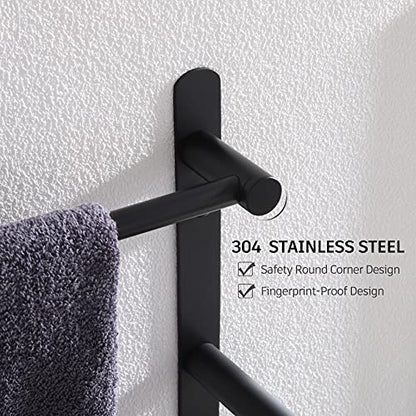 KOKOSIRI Bath Towel Bars Matte Black Bathroom 3-Tiers Ladder Towel Rails Wall Mounted Towels Shelves Rack Stainless Steel, B5002BK-L24 - color: Black, size: 24-Inch
