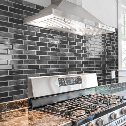 Art3d 10-Pack Marble Peel and Stick Backsplash, 12 x 12 in, Smoky Black | Strong Adhesion, Lightweight, Cuttable, Waterproof, Fadeless, Crack Resistant, for Kitchen, Bedroom, Ideal for Recently Moved - color: Smoky Black