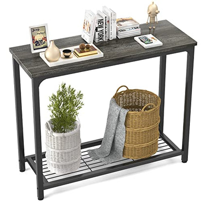Ecoprsio Console Table Sofa Table with Mesh Shelves, 2 Tier Entryway Table Foyer Table for Entryway, Front Hall, Hallway, Sofa, Couch, Living Room, Coffee Bar, Kitchen, Grey, 32 Inch - color: Grey, style: 2-Tier