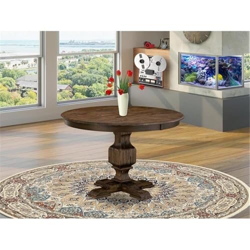 FE3-07-TP Ferris Kitchen Dining Table - a Round Wooden Table Top with Pedestal Base, 48x48 Inch, Distressed Jacobean - color: Distressed Jacobean, size: 48x48 Inch
