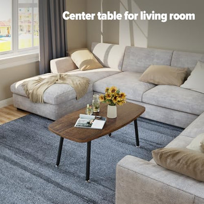 WOHOMO Folding Coffee Table for Small Spaces, No Assembly Farmhouse Portable Living Room Table, Walnut 39.3x19.6x17.7 Inch