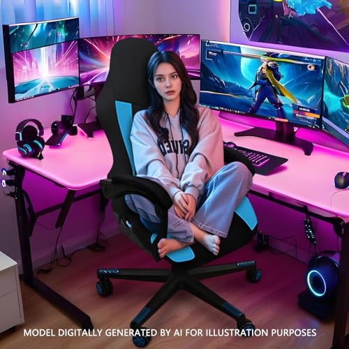 Gaming Chair Covers Only,Stretchable Fit Thick Breathable Mesh | Cat Scratch Proof,Scratch Resistant,Soft,Gaming Chair Seat Cover with 2Pcs Armrest Slipcovers(Black-blue,Style 1) - color: Black-blue, size: Style 1