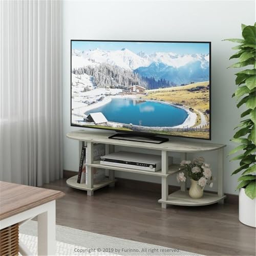 Furinno Turn-S-Tube Wide TV Entertainment Center, Sonoma Oak/White, 47. 25x13. 4x15. 9 | Toolless Entertainment Center with Open Storage Shelves, Media Console Table with Soundbar Shelf for Living Room, Bedroom - color: Sonoma Oak/White, size: Wide