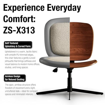 Nordic Armless Ergonomic Office Chair with Wheels, Diamond Tufted PU Leather Computer Chair, Adjustable Height Desk Chair with Solid Wood Back for Small Home Office (No Wheels-Beige) - color: No Wheels-beige
