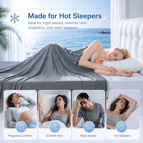 Cooling Blanket for Hot Sleepers, Summer Blanket Keep Cool for Night Sweats | Queen Size 90"x90" Breathable Soft Thin Cold Blankets for Bed Couch Sofa, (Dark Gray) - color: Dark Gray, size: Queen-90"x90"