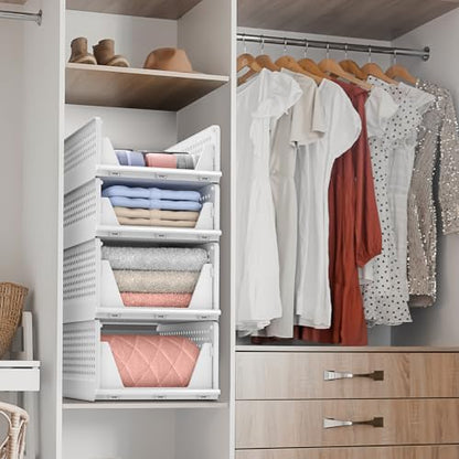 Sorbus Shelf Organizer - Closet Shelf Organizer for Clothes, Closet, Bathroom, Kitchen, Garage - Plastic Stackable Shelf Organizer Baskets - Open Front Design Under Shelf Organizer - size: 2 Small 2 Medium