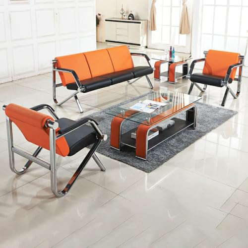 LITFAD Modern Simple Style Reception Sofa Waterproof Single Sofa with Soft Seat, Arms & Alloy Legs, Leisure Sofas for Living Room Hotel Office, 3-Seater Sofa, 1 Piece - color: 1 Piece - 3-seater Sofa