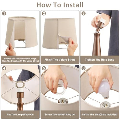 Modern Touch Lamps for Nightstand, 3 Way Dimmable Bedroom Lamp Set of 2 | USB C+A Charging Ports, Brown Bedside Lamps for Bedroom, Living Room, End Table, Bed Side, LED Bulb Included - color: F. Brown Base-Oat Shade