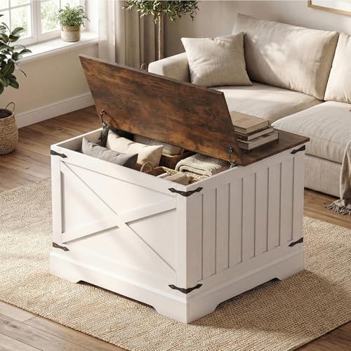 GIANTEX Farmhouse Lift Top Coffee Table, 31.5" Square Wood Center Table with Large Hidden Storage Compartment & Hinged Lift Top, Accent Cocktail Tea Table, Rustic Living Room Tables (Rustic Brown) - color: Rustic Brown