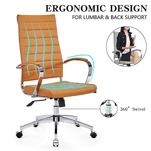 highback Chair Leather Home Office Desk Chairs Ergonomic Desk Chair and Computer Chair Black (4020-terracottta) - color: 4020-terracottta