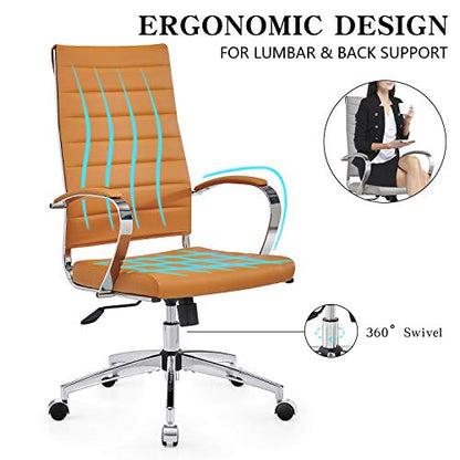 highback Chair Leather Home Office Desk Chairs Ergonomic Desk Chair and Computer Chair Black (4020-terracottta) - color: 4020-terracottta