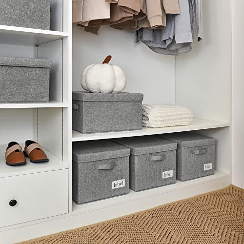 GRANNY SAYS Storage Bins with Lids, Decorative Storage Boxes with Lids | Storage Box with Dust Cover, Handles & Lable, Collapsible, Ideal for Closet Clothes Blanket Toys, Large, Dark Gray, 3-Pack - color: Dark Gray, size: Large