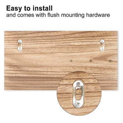 Lwenki Mail Organizer for Wall Mount – Key Holder with Shelf Includes Letter Holder and Hooks for Coats, Dog Leashes – Rustic Wood with Flush Mounting Hardware (16.5” x 8.7” x 3.5”) (Wood) - color: Wood