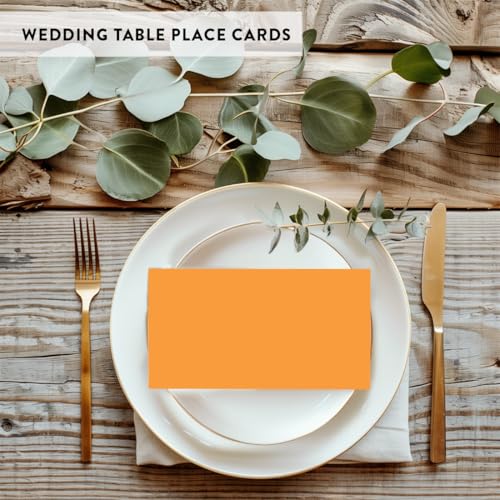 Andaz Press Table Tent Printable Place Cards, Orange 20-Pack, Seat Placement Cards Blank Place Cards For Table Settings Name Cards for Baby Bridal Wedding Shower, School Graduation Food Cards - color: Blank Orange