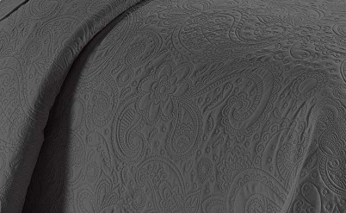 Linen Plus Embossed Coverlet Bedspread Set Oversized Solid Charcoal Full/Queen Bed Cover Bedding New # Dana - color: Charcoal, size: Full/Queen