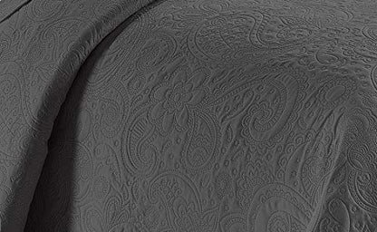 Linen Plus Embossed Coverlet Bedspread Set Oversized Solid Charcoal Full/Queen Bed Cover Bedding New # Dana - color: Charcoal, size: Full/Queen