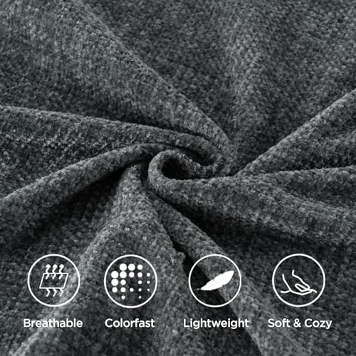 BATTILO HOME Dark Gray Chenille Throw Blanket for Couch, Soft Cozy Textured Knit Throw Blanket with Handmade Fringe Tassels, Lightweight Decorative Farmhouse Blanket for Sofa Bed Chair, 50"x60" | Soft Chenille Knit with Handmade Fringe Tassels, Lightweigh