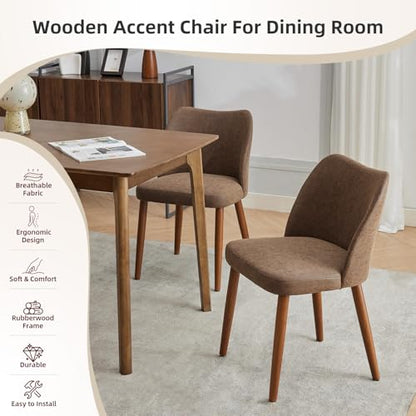 GarveeHome Leather Dining Chairs Set of 4 Upholstered PU Dining Chair with Wood Legs, Wing Backrest, Wooden Kitchen Chairs with Thick Cushions, Leveling Feet for Dining Room, Living Room, Taupe - color: Taupe Pu