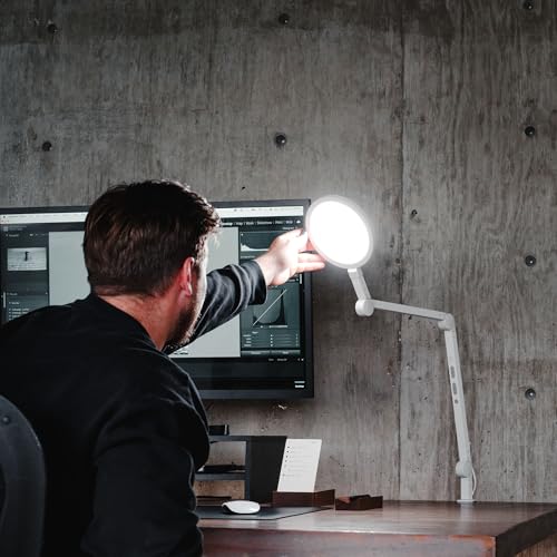 LUME CUBE Edge 2.0 LED Desk Lamp | Dimmable Home Office Desk Light with USB Charging Port & Strong Swing Arm | Adjustable Color Temperature and Brightness | Circle Webcam Light - White 2pk - size: White - Pack of 2