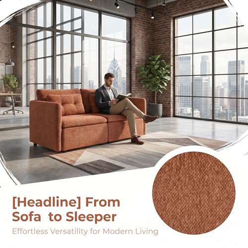 HNY 56.5" Modern Loveseat Sofa, Brown | 2-Seat Button Tufted Love Seat, Deep Seat Chenille Fabric With Pillow, Small Couch for Bedroom, Apartment, Home Furniture - color: Brown, size: Loveseat