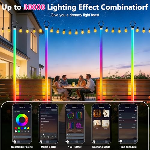 AILBTON 2-Pack 6.6FT RGB+IC Neon Ambient Light for Poles,Outdoor Clip-on Chasing Effect Lighting, Waterproof Neon Atmosphere Lights for Patio Outdoor Living Camping Party - size: 6.6FT