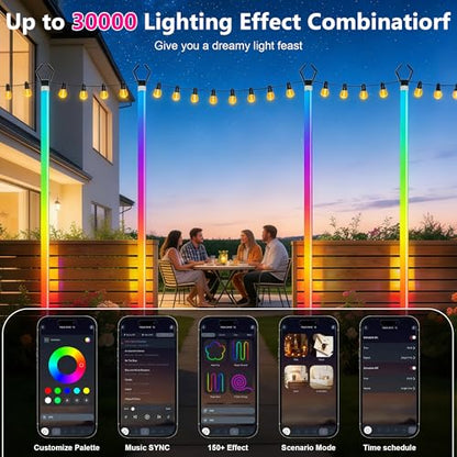 AILBTON 2-Pack 6.6FT RGB+IC Neon Ambient Light for Poles,Outdoor Clip-on Chasing Effect Lighting, Waterproof Neon Atmosphere Lights for Patio Outdoor Living Camping Party - size: 6.6FT