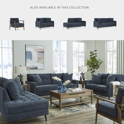 Signature Design by Ashley Loveseat Sofa, Navy Blue, No Assembly, Bixler | Chenille fabric blend, Durable foam cushions, Mid-century modern style, Track arms - color: Blue