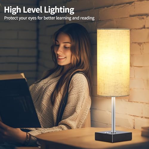 AVV Cordless Table Lamp with Dimmable, Rechargeable 3 Modes Battery Powered Bedside Lamp, rv Essentials Battery Operated Lamps, Touch Lamp for Bedroom, Living Room, Reading Room, 15 Inch Beige