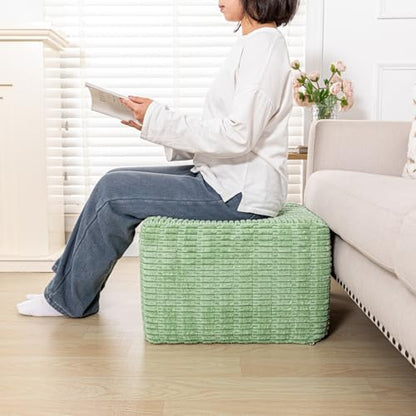 Asuprui Square Pouf Ottoman, Foot Rest for Couch Sofa,Sage Green, 20x14 in | Footstool Ottoman,Stuffed Pouf Ottoman,All-One Foam Filler, Footrest,Beanbag Chair,Floor Pouf for Living Room Wedding Bedroom - color: Sage Green