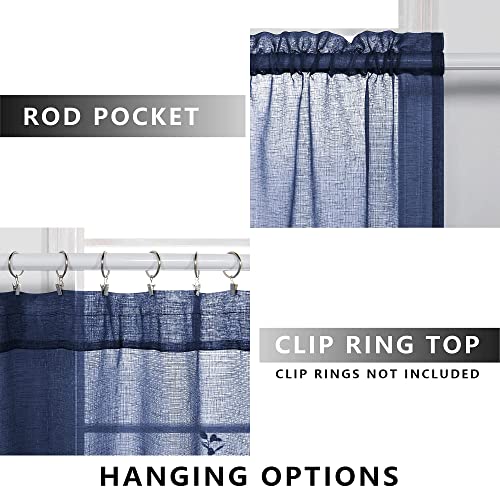 KOUFALL Navy Blue Curtains 84 Inch Length,Sheer Rod Pocket Linen Look Dark Blue Masculine Nautical Curtains for Boys Bedroom Living Room 2 Panels Set Indigo - color: Navy Blue, size: 52"W x 84"L (Pack of 2)
